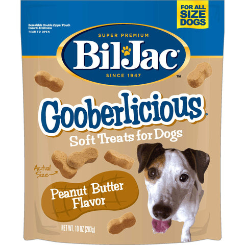 Bil-Jac Gooberlicious Soft Treats for Dogs - Puppy Training Treat Rewards, 10oz Resealable Double Zipper Pouch, Peanut Butter Flavor Chicken Liver Dog Treats (2-Pack)