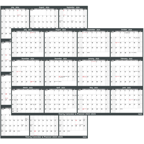 2024-2025 Dry Erase Calendar - Large Yearly Wall calendar, 38.2'' x 25.2'', 2-Side Reversible Calendar, Vertical/Horizontal, Jul.2024 - Jun.2025, Grey
