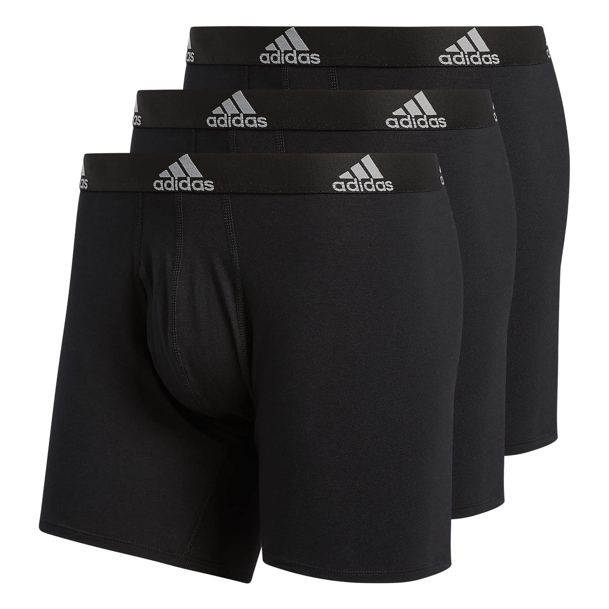 adidas Men's Stretch Cotton Boxer Brief Underwear (3-Pack), Black/Light Onix Grey, XX-Large Big Tall