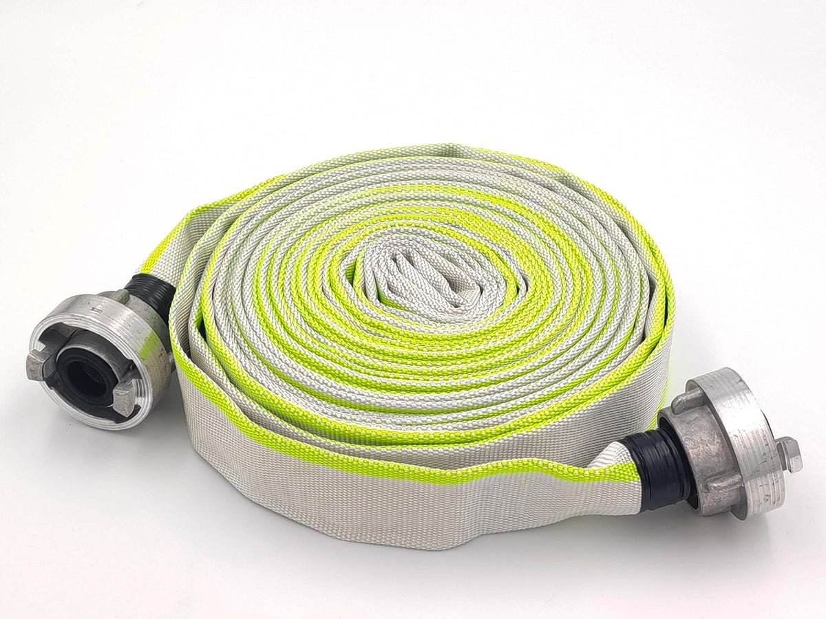 Schlauchmeister24 1396 Flat Hose with storz, White/Green, 1" | D-25-10 Meter