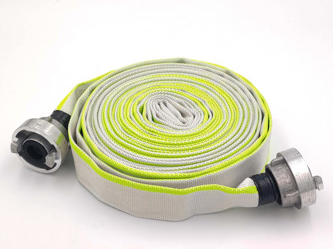 Schlauchmeister24 1396 Flat Hose with storz, White/Green, 1" | D-25-10 Meter