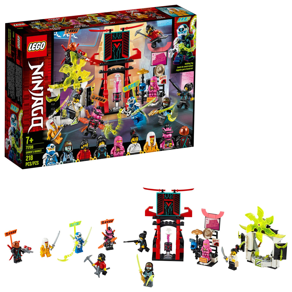 LEGO NINJAGO GamerÃƒÂ¢Ã¢â€šÂ¬Ã¢â€žÂ¢s Market 71708 Ninja Market Building Kit (218 Pieces)