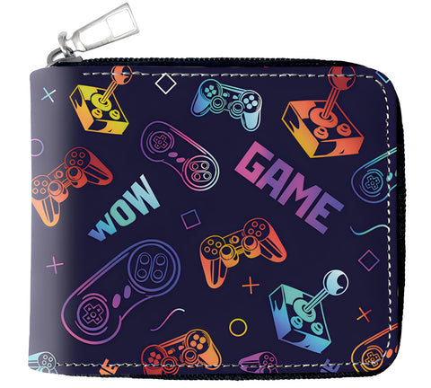 Teen Boys Wallet Gifts for Boys Gamers Gamepad Leather Zipper Wallets Credit Id Card Cash Holder Aesthetic Wallets With Coin Pocket (B-Game-2)