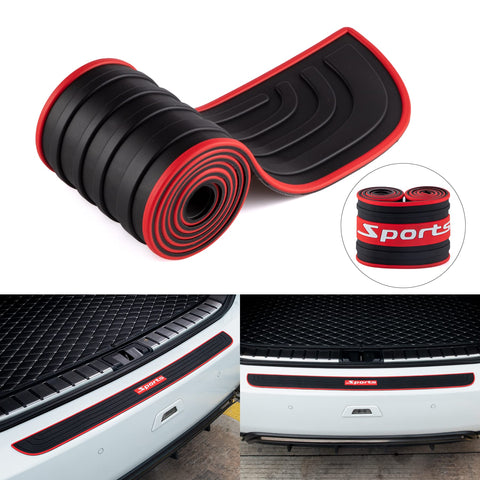 SINGARO Car Rear Bumper Protector, 41inch x3.5inch Car/SUV Universal Rubber Anti-Scratch Trunk Exterior Accessories?Black-White-Sport?