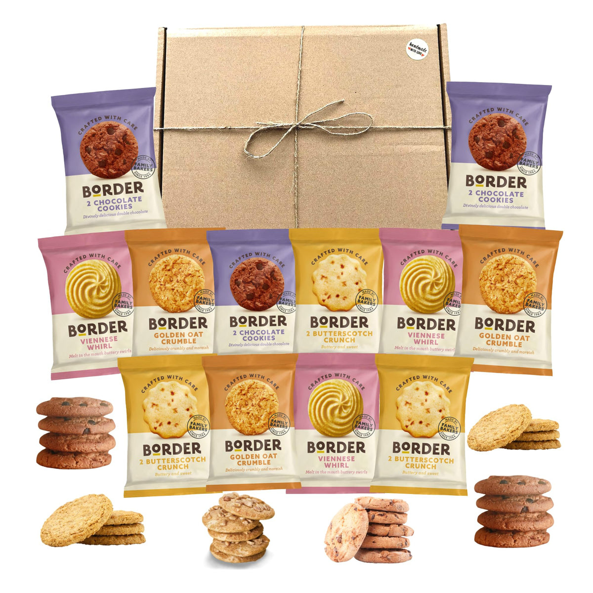 Border Biscuits Lovers Hamper Gift Set 12 Packs of Two Biscuits (24 single biscuits) Individually wrapped Delicious Luxury Snacks Hamper | Hamper Pamper For Men & Women afternoon tea addition