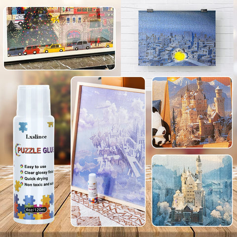 2024 Updated Puzzle Glue, Jigsaw Puzzle Glue with Newest Sponge Head,Water-Soluble Special Craft Puzzle Glue Clear.It Suitable for 1000/1500/3000 Pieces of Puzzle for Paper and Wood,4.06 oz.