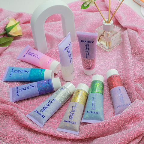 Holographic Body Glitter Gel - Cosmetic-Grade, Color Changing Halloween Glitter Makeup for Face, Body, and Hair, Safe and Easy to Use, Perfect for Festivals Parties (Pink)