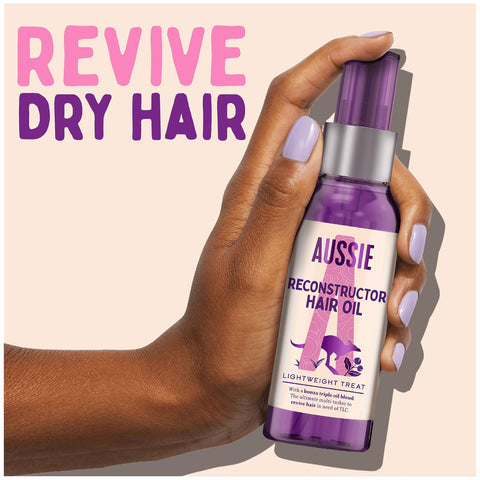 Aussie Reconstructor Hair Oil With Avocado, Jojoba Oil and Macadamia Nut Oil, 3 Miracle Hair Oil For Dry Damaged Hair, Leightweight Reconstructor Oil Treatment, 100 ml
