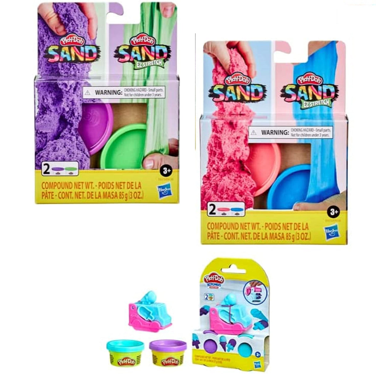Play-Doh Sand Variety 6-Pack, Purple & Green, Pink & Blue, with Gift Mini Ice Cream Truck