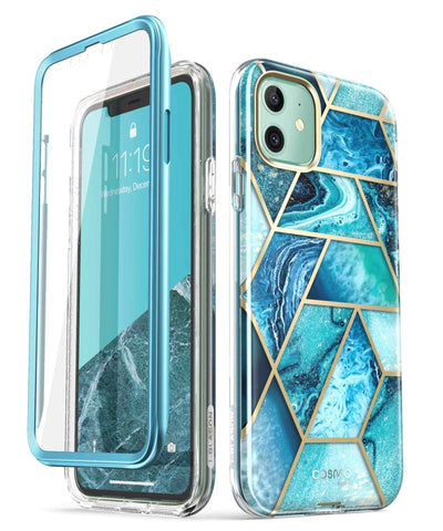 i-Blason Cosmo Series Case for iPhone 11 (2019 Release), Slim Full-Body Stylish Protective Case with Built-in Screen Protector, Ocean, 6.1''