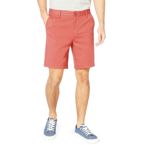 Nautica Men's Classic Fit Flat Front Stretch Solid Chino 8.5" Deck Shorts, Mineral Red, 32W