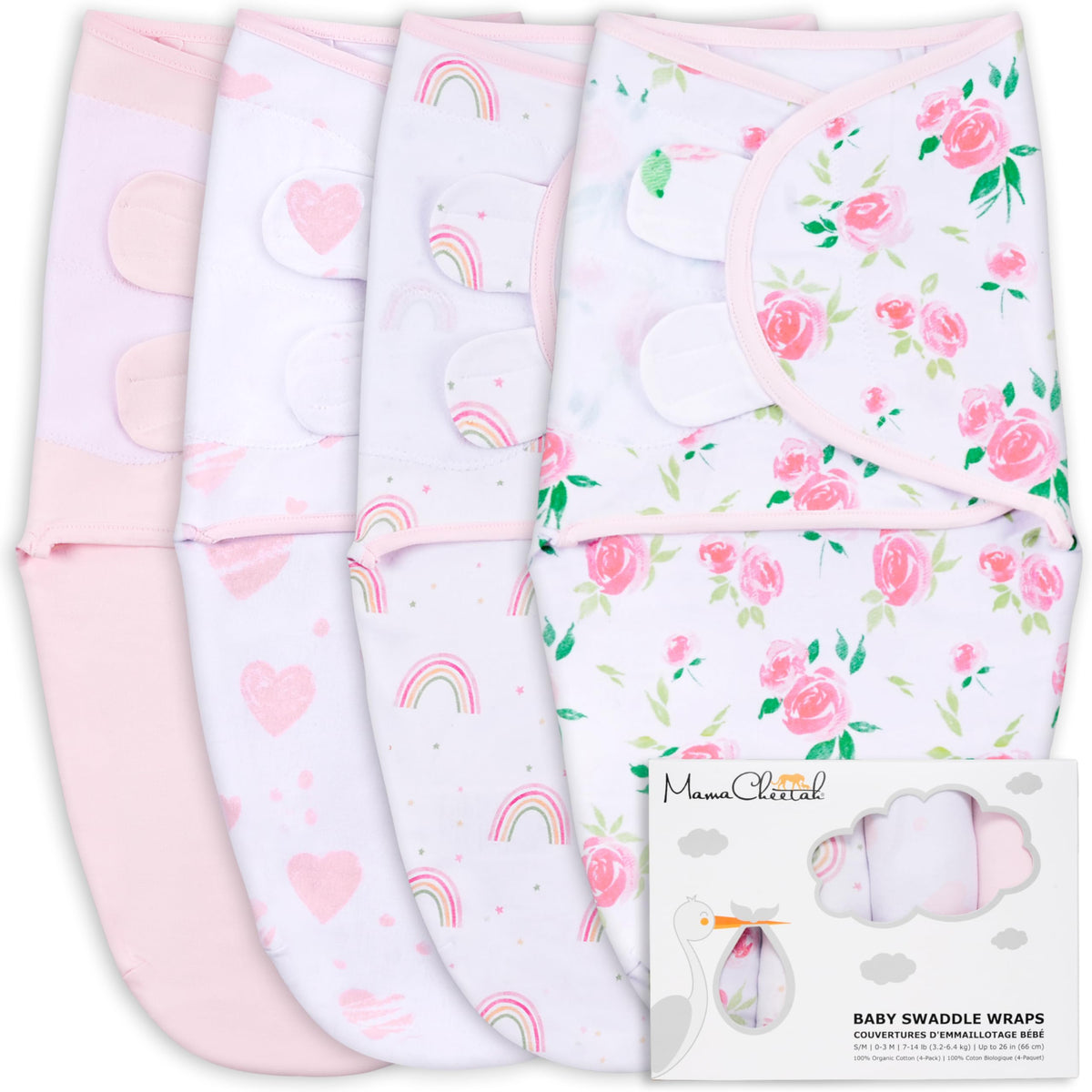 Mama Cheetah Baby Swaddle Sack, Organic Swaddle Blanket, Newborn Swaddle Sleep Sacks, Adjustable Infant Swaddle Wrap, Easy Swaddles for Boy Girl 0-3 Month