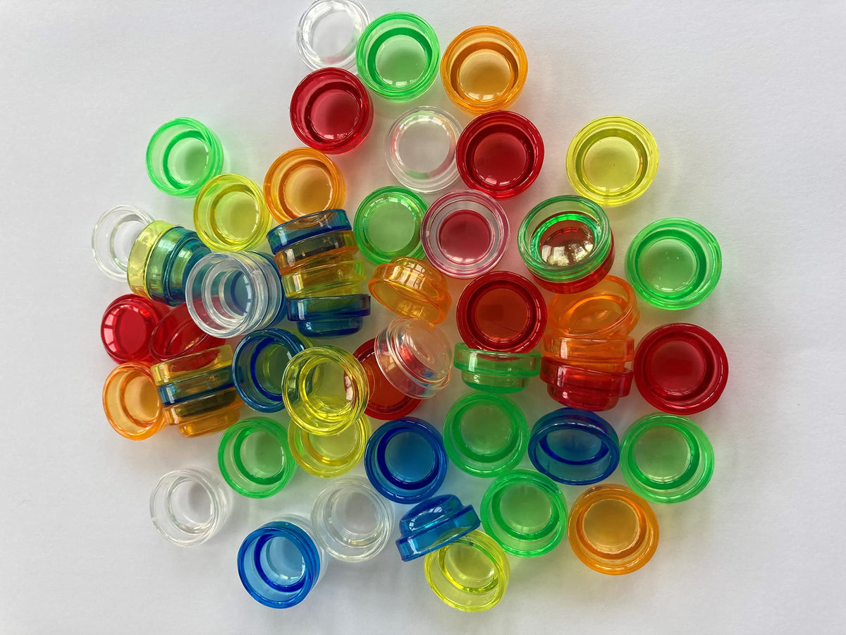 a2bsales 60 x Translucent Coloured Stacking Sorting Counters - Early Learning & Motor Skills Maths Toy - SEN Montessori
