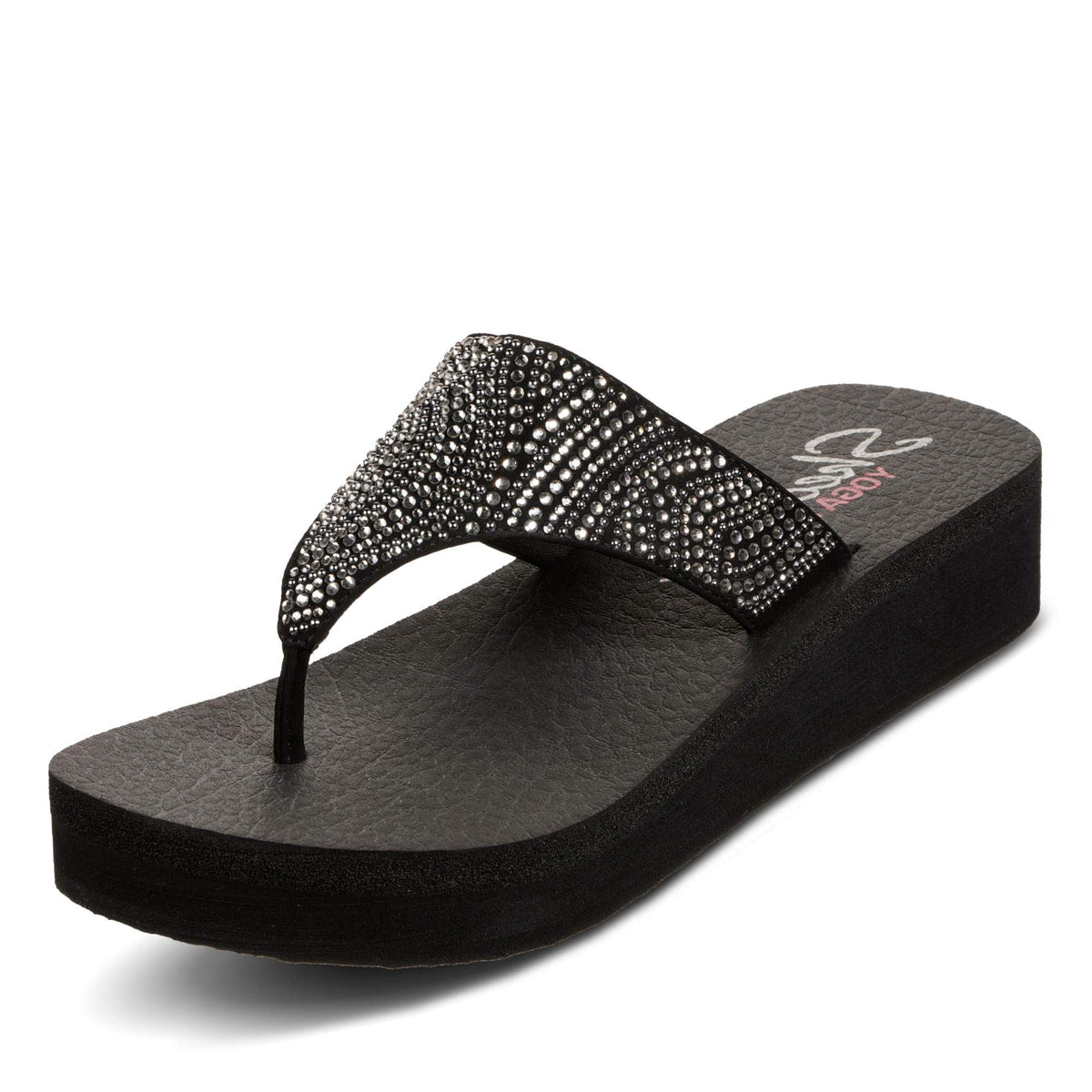Skechers Cali Women's womens Vinyasa - Stone Candy Flip Flop, Black, 8 US