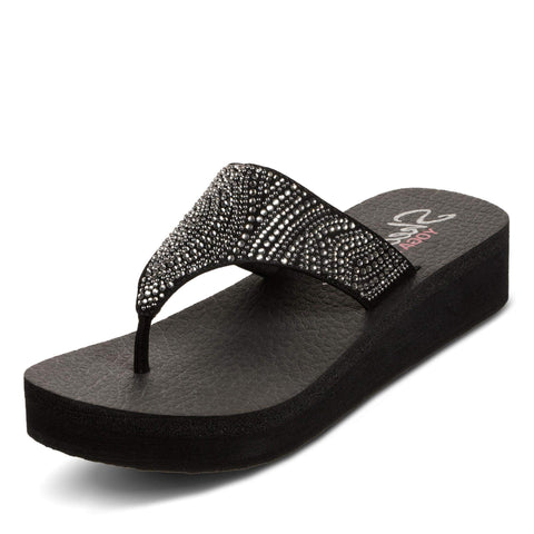 Skechers Cali Women's womens Vinyasa - Stone Candy Flip Flop, Black, 8 US