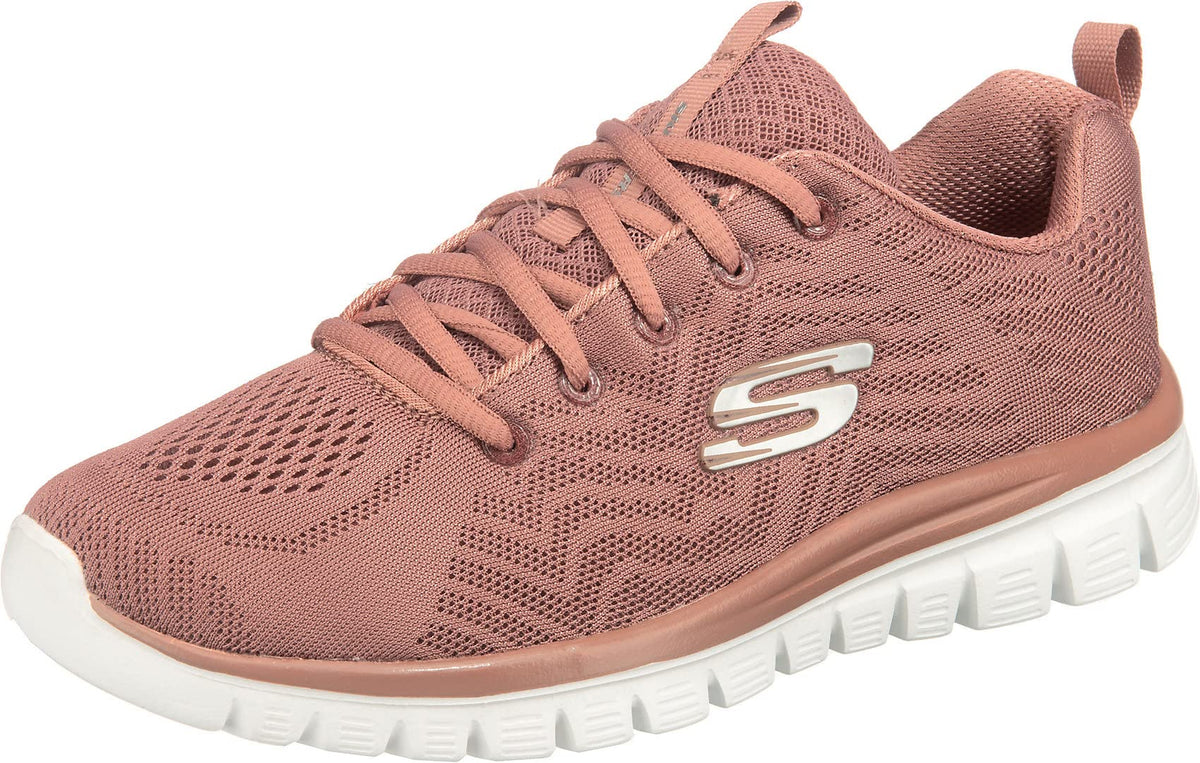 Skechers Women's Graceful Get Connected Sneaker, Mauve Mesh Trim, 5 UK