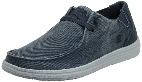 Skechers Men's Melson-Raymon Canvas Slip on Moccasin, Blu, 14 Medium US