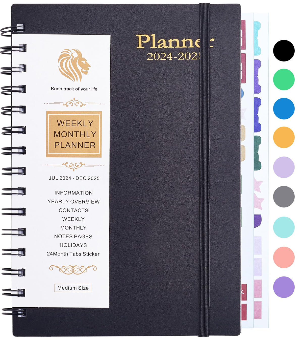Daily Planner 2024-2025, Planner 2024-2025 Daily Weekly and Monthly, JUL 2024- DEC 2025 18 Months Calendar Planner, 8.2"x 5.5" (Black)