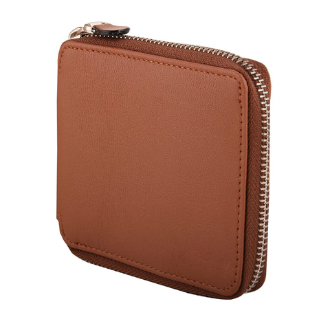 Maison De Noah Genuine Leather RFID Zipper Wallet for Men | Bifold Zippered Wallet and Card Holder | Slim Design Zippered Wallet and Premium Quality Zipper | Ideal Gift for Men and Women (Tan)