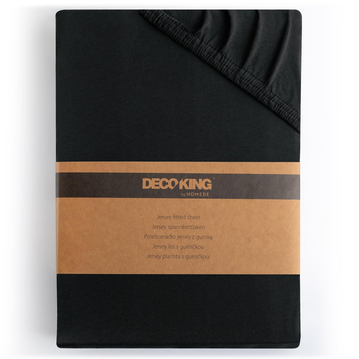 DecoKing Fitted Sheet Cotton Jersey Boxspring, Amber Collection, 200x220-220x240 cm Black