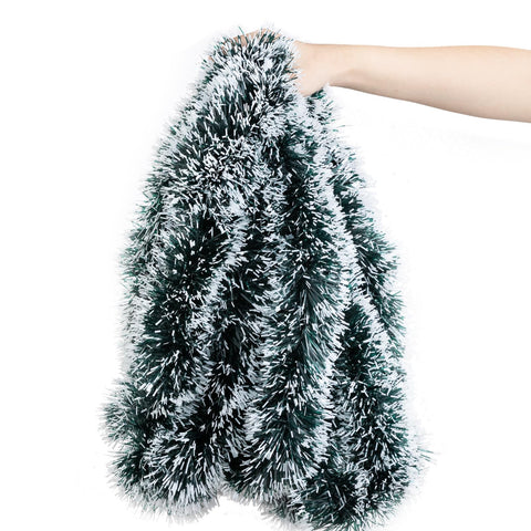 Gloreyan 33FT Christmas Tinsel Garland Green and White Metallic Tinsel Twist Garland Shiny Hanging Decoration for Xmas Tree Decoration Wedding Party Supplies?Dark Green?