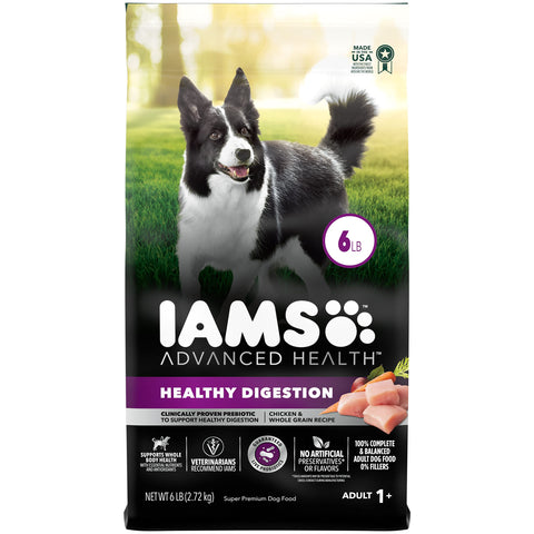 IAMS Advanced Health Adult Healthy Digestion Dry Dog Food with Real Chicken, 6 lb. Bag