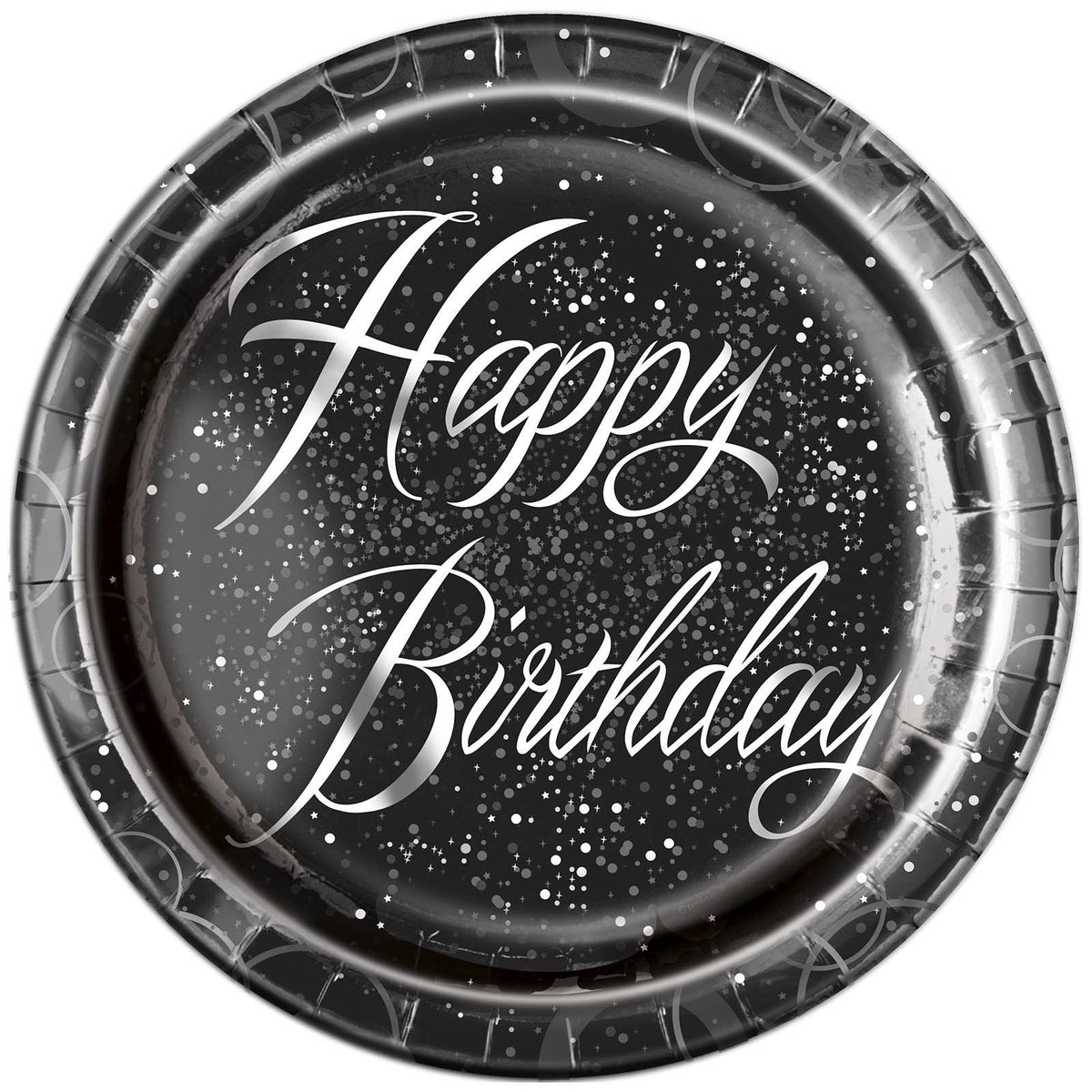 Unique Party 57485 - Glitz Silver Foil Birthday Paper Plates, Pack of 8