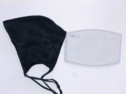 Mulberry Silk Face Mask with Filter for Sensitive Skin - Black