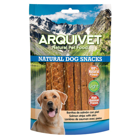 Arquivet Salmon bars with fur - Natural dog snacks - Treats for dogs - Dog treats - Dog food and food - Canine snacks - 100g