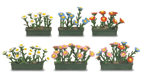 Busch 1208 Window Box Set with Flowers 6/ HO Scenery Scale Model Scenery