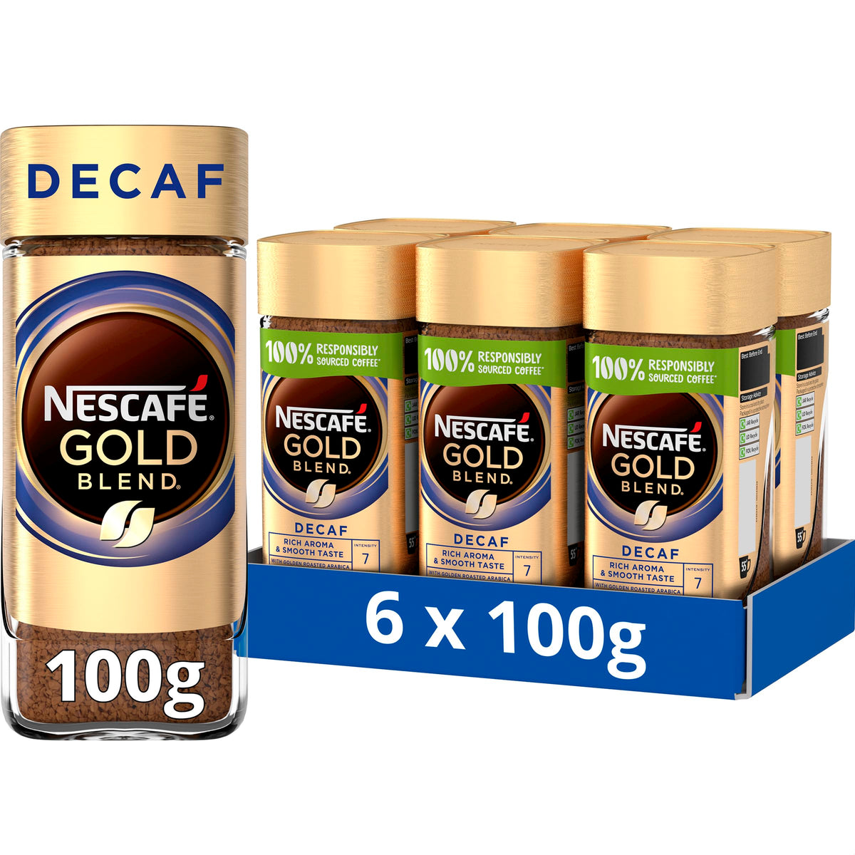 NESCAFÃ‰ Gold Blend Decaff Instant Coffee 100g (Pack of 6)