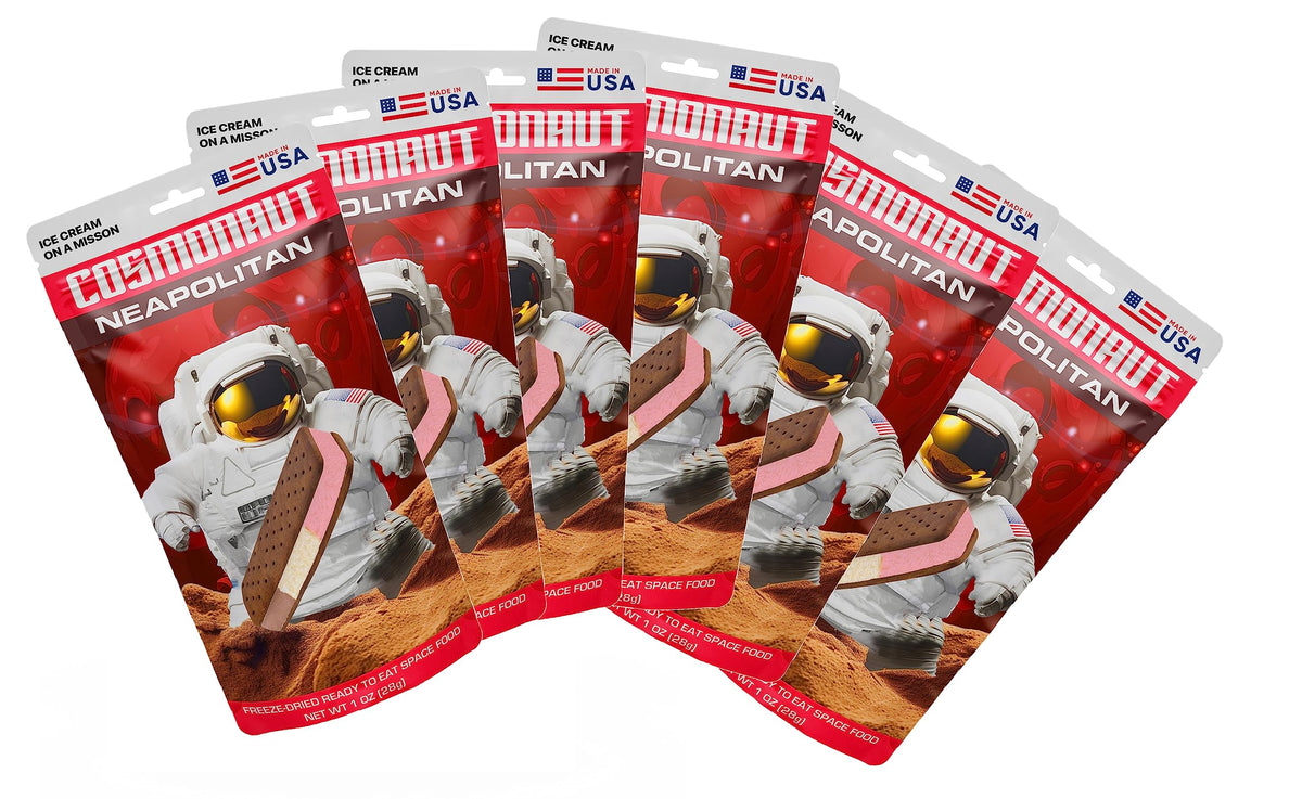 Freeze Dried Ice Cream Sandwich, Cosmonautic Foods NASA Space Dessert, 6 Count (Neapolitan)