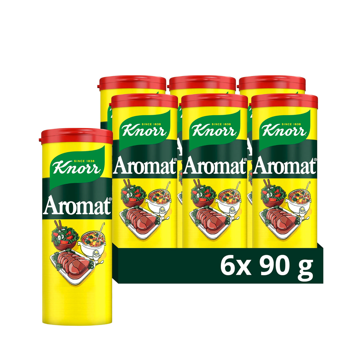 Knorr Aromat All Purpose Savoury Seasoning free from artificial colours and preservatives flavour enhancer for vegetables, rice, pasta or salads 6x 90 g