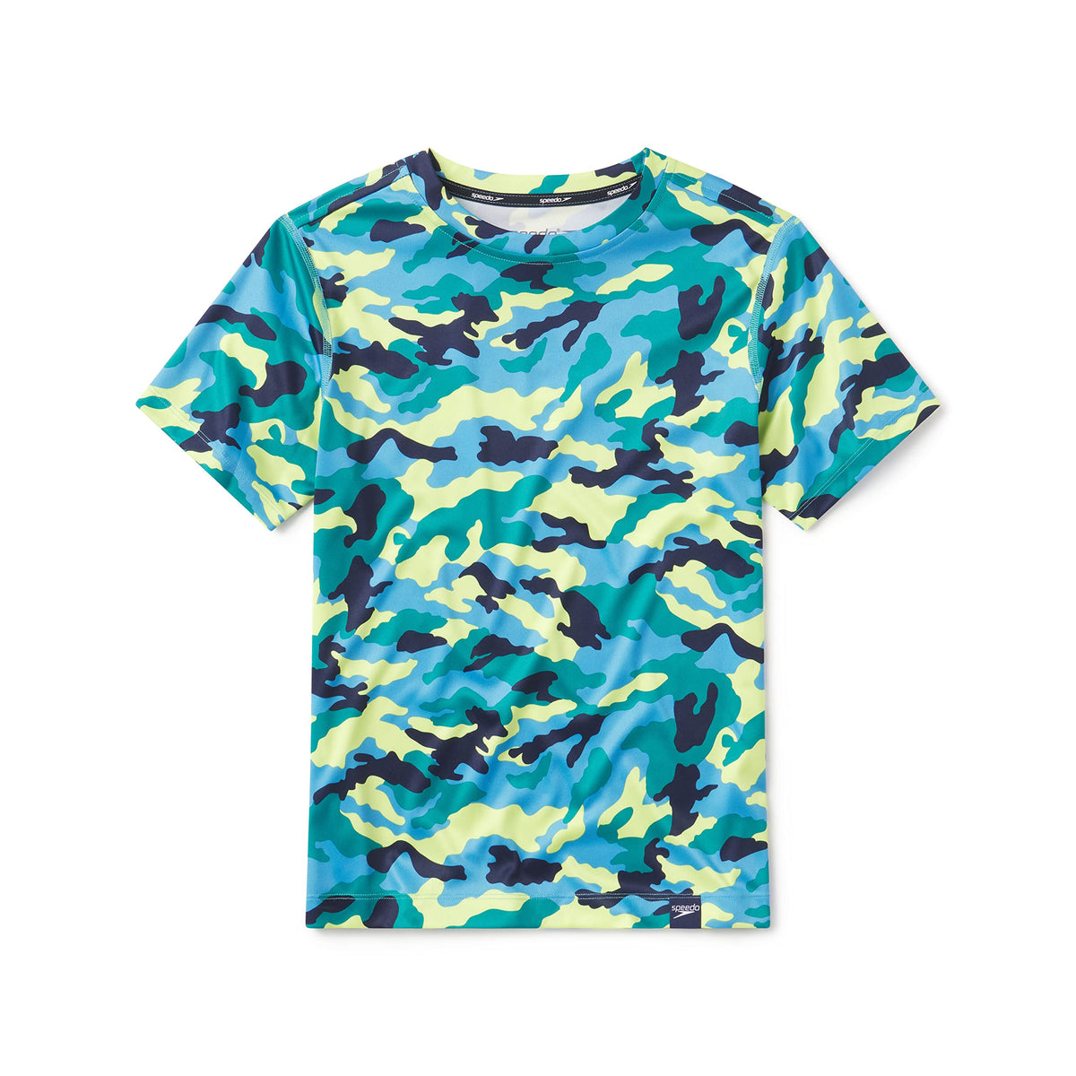 Speedo Boys' Uv Swim Shirt Short Sleeve Tee Graphic, Camo Cover Navigate, X-Small