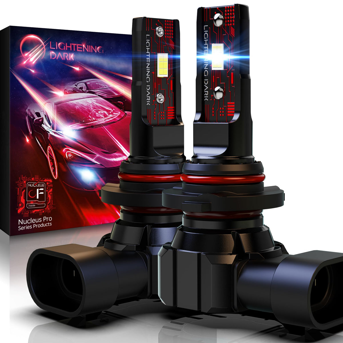 LIGHTENING DARK 9005 LED Fog Light Bulb HB3 12000LM 60W 6500K Xenon White Extremely Bright Wireless Fanless Power Sports Accessory for Off Road ATV UTV Halogen