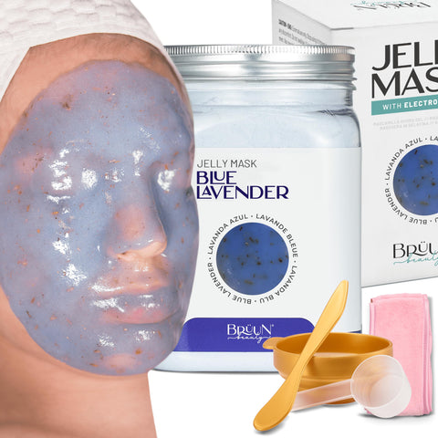 BRÃƒÅ“UN Jelly Mask Jar Blue Lavender Peel-Off Face Care Rubber Mask | 23 fl oz Skin Care Moisturizing Gel Mask Jar Spa Set