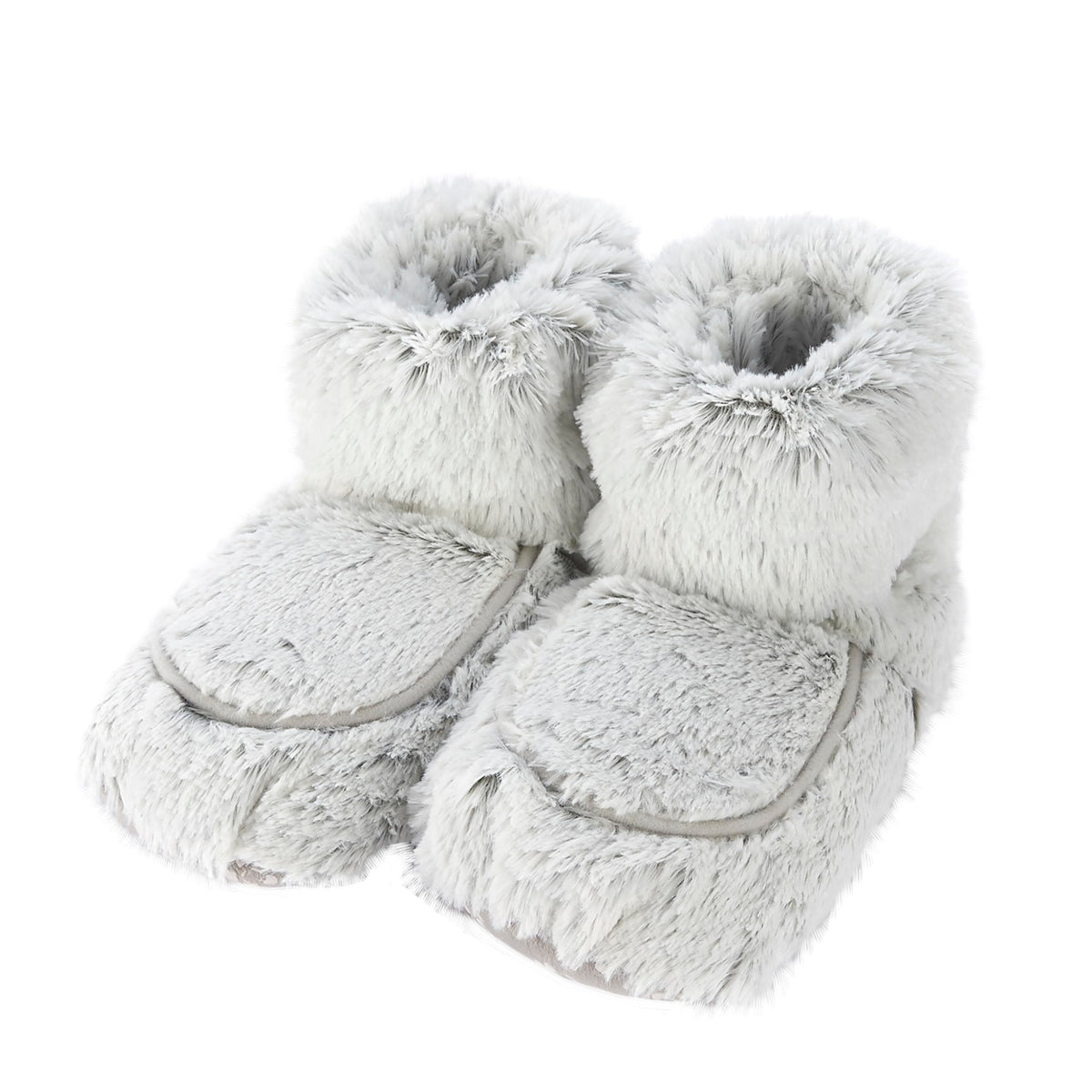 Warmies Microwavable Boots, Heatable Ladies Slipper Boots with French Dried Lavender, Soothing Warmth and Comfort, One Size Marshmallow Grey Colour