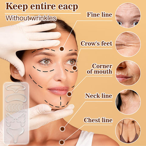 Forehead Wrinkle Patches 11Pc Silicone Frown Facial Patches Reusable Forehead Wrinkles Treatment, Silicone Face Patches Smooth Eye, Mouth, Forehead Wrinkles,Anti-Ageing Wrinkl Treatment for Women