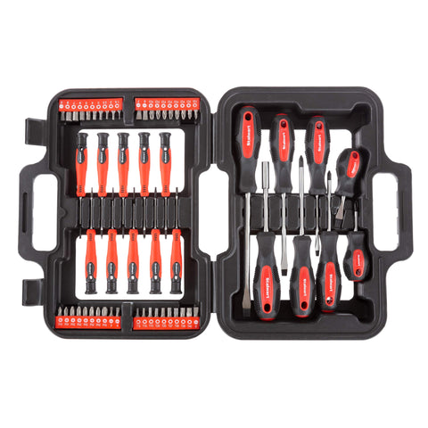 58 Piece Screwdriver Bit Set Magnetic Metric and SAE Measurement Precision Driving Kit with Handle and Carrying Case by Stalwart