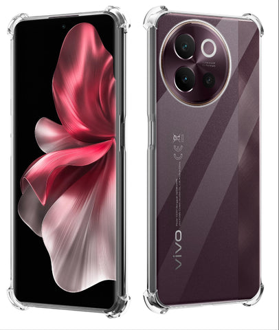 GIOPUEY Clear Case Compatible with VIVO V40 Lite 5G, TPU Slim Case Cover, Air Cushion [Not Easy to Yellow] Shockproof Phone Case - Clear