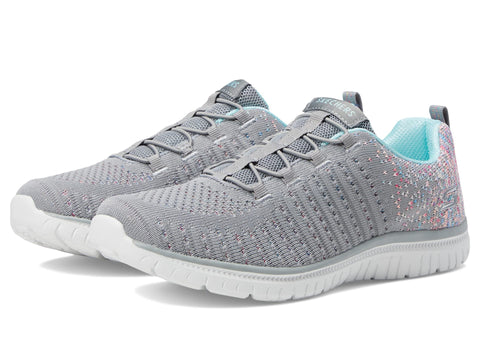 Skechers Women's Virtue Sneaker, Grey/Multi, 10 Wide