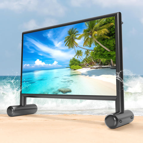 SYMMKI 16Ft Upgraded Airtight Design Inflatable Projector Screen, Outdoor Movie Screen One-time Inflatable Support Front/Rear Projection - No Need to Keep Inflating