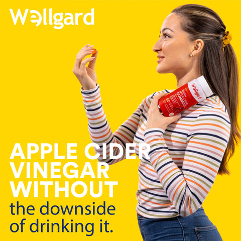 Wellgard Vegan Apple Cider Vinegar Gummies, Gold Standard 1000mg ACV Gummies with Vitamin C, Chromium and Pomegranate, Non-GMO, Gluten-Free & Gelatine-Free