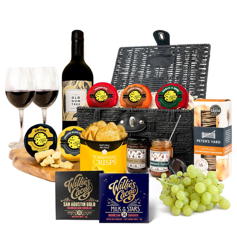 Luxury Cheese & Wine Hamper | Wine and Cheese Hamper Gift Set and Accompaniments