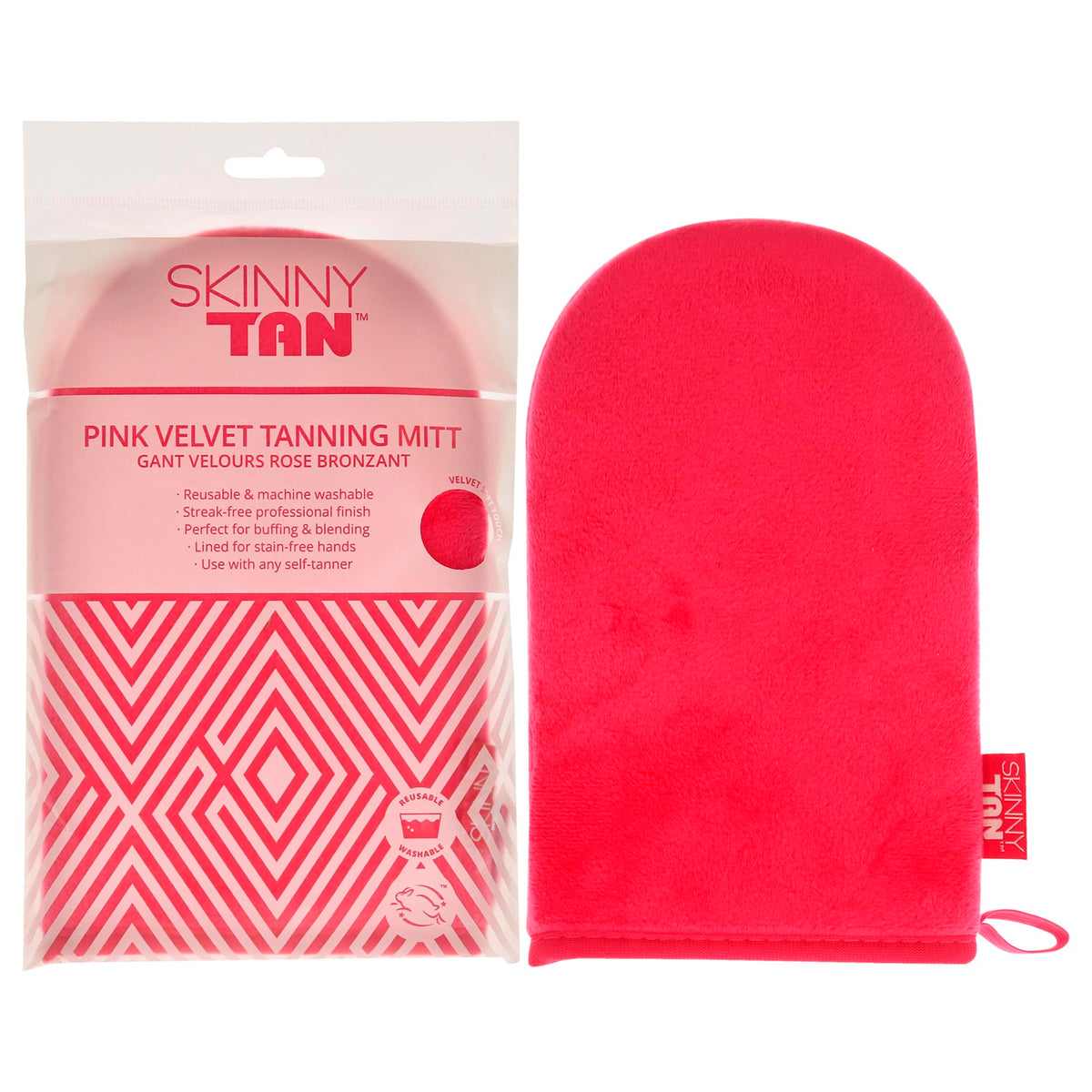 Skinny Tan Dual-Use Double Sided Luxury Tanning Mitt Applicator - Tan Mitt for Streak Free Fake Tan, Super Soft, Reusable & Washable - Use with Skinny Tan Body Lotions, Moisturiser & Mousse