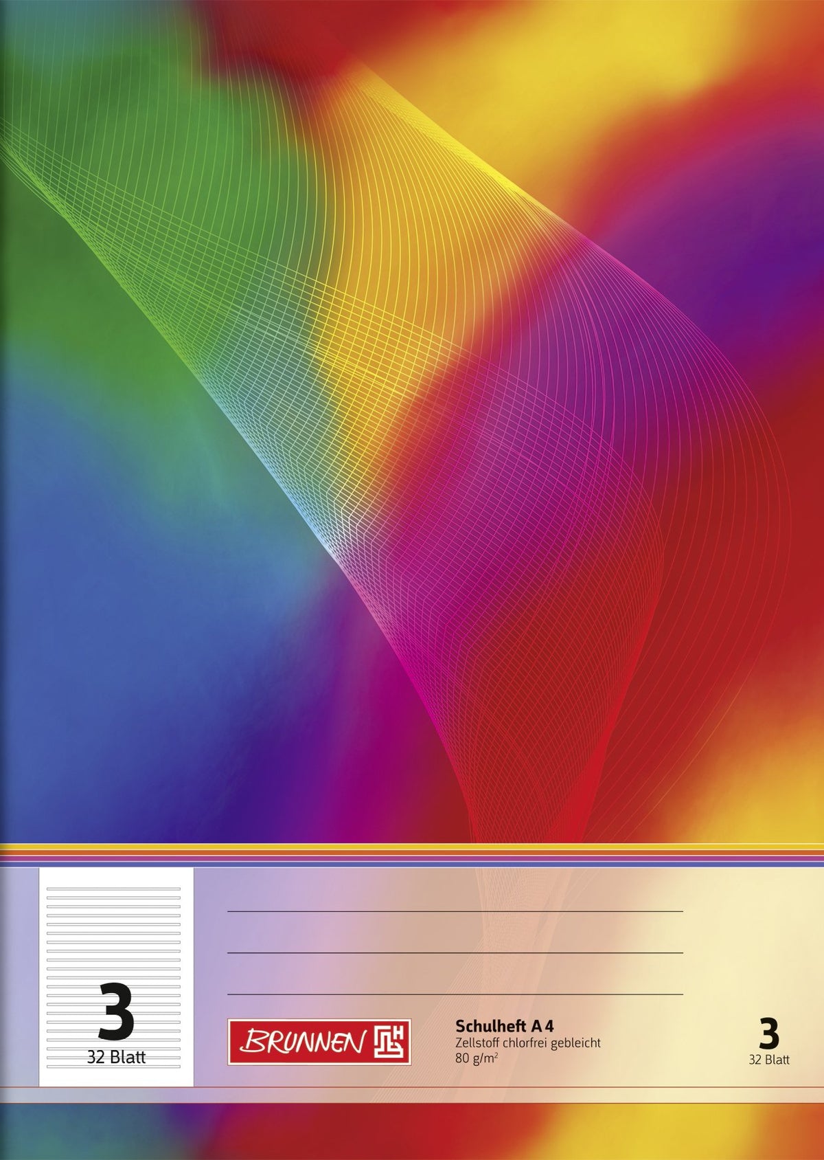 Brunnen 104430302 exercise book A4 (32 sheets, lined, line style 3, class 3)