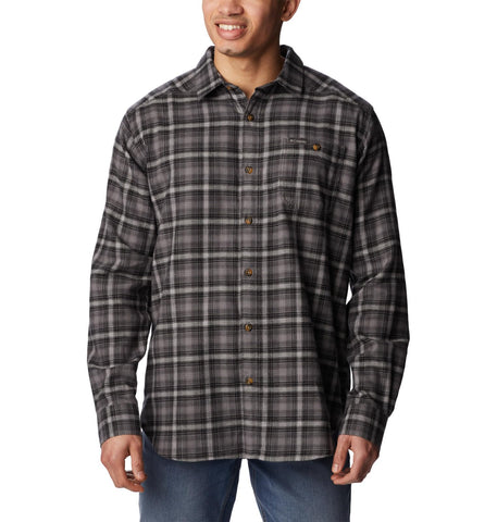 Columbia Men's Cornell Woods Flannel Long Sleeve Shirt, City Grey Tartan Ombre, Small