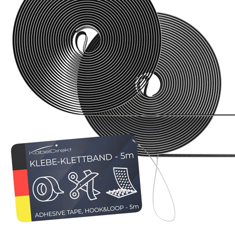 KabelDirekt - Hook & Loop Tape - eco-Friendly self-Adhesive Tape - 20mm x 5m - Individually Cut & Reusable (All-Rounder for Household, Children's Room, Office & Crafts)