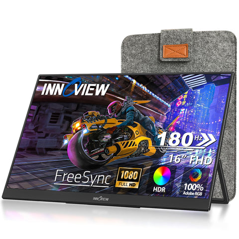 InnoView 16" 1080P FHD 180Hz 100% sRGB Portable Gaming Monitor, USB-C Mini HDMI, Compatible with Laptop, Phones, MacBook, Tablet, PS4/5, Switch, Xbox