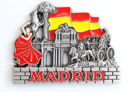3D City Metal Fridge Magnets Country Holiday Souvenir London Paris NewYork Berlin Dubai Amsterdam Rome Prague Milan Barcelona Venice (Madrid)